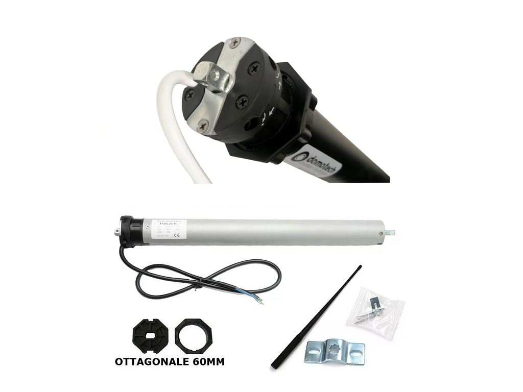 Motore Attuatore Domotech per Tapparelle-Tende d.45 per Tubolare d.60+Staffa e Adattatore 50N (90 kg) | Effezeta - immagine 1